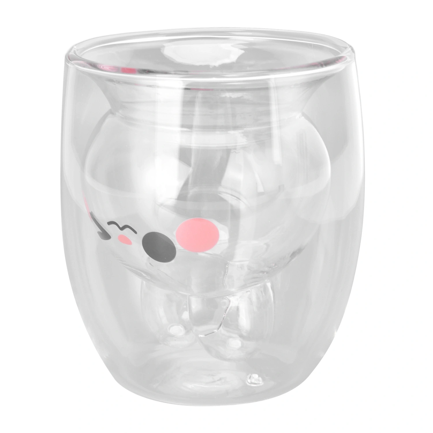 Double Wall Glass Rabbit Design 300ml Milk Coffee Tea Cup for Microwave Oven DishwasherTransparent Interior