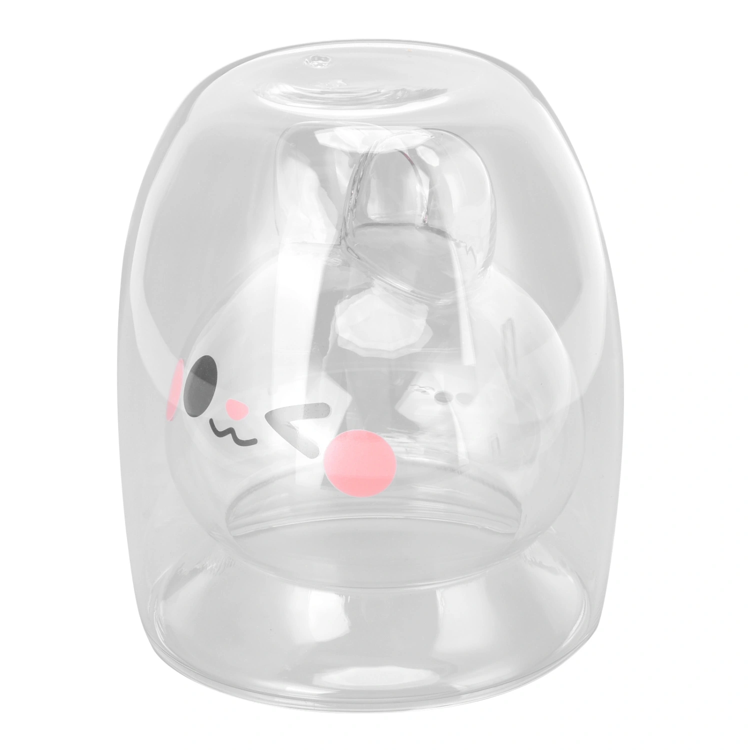 Double Wall Glass Rabbit Design 300ml Milk Coffee Tea Cup for Microwave Oven DishwasherTransparent Interior