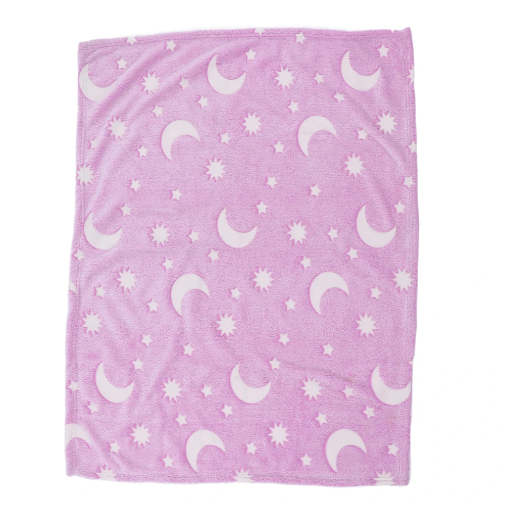 Glow Blanket Soft Bed Throws Fluorescent Moon Star Pattern 2x2.22m for Kids Boys Girls Home RoomPurple