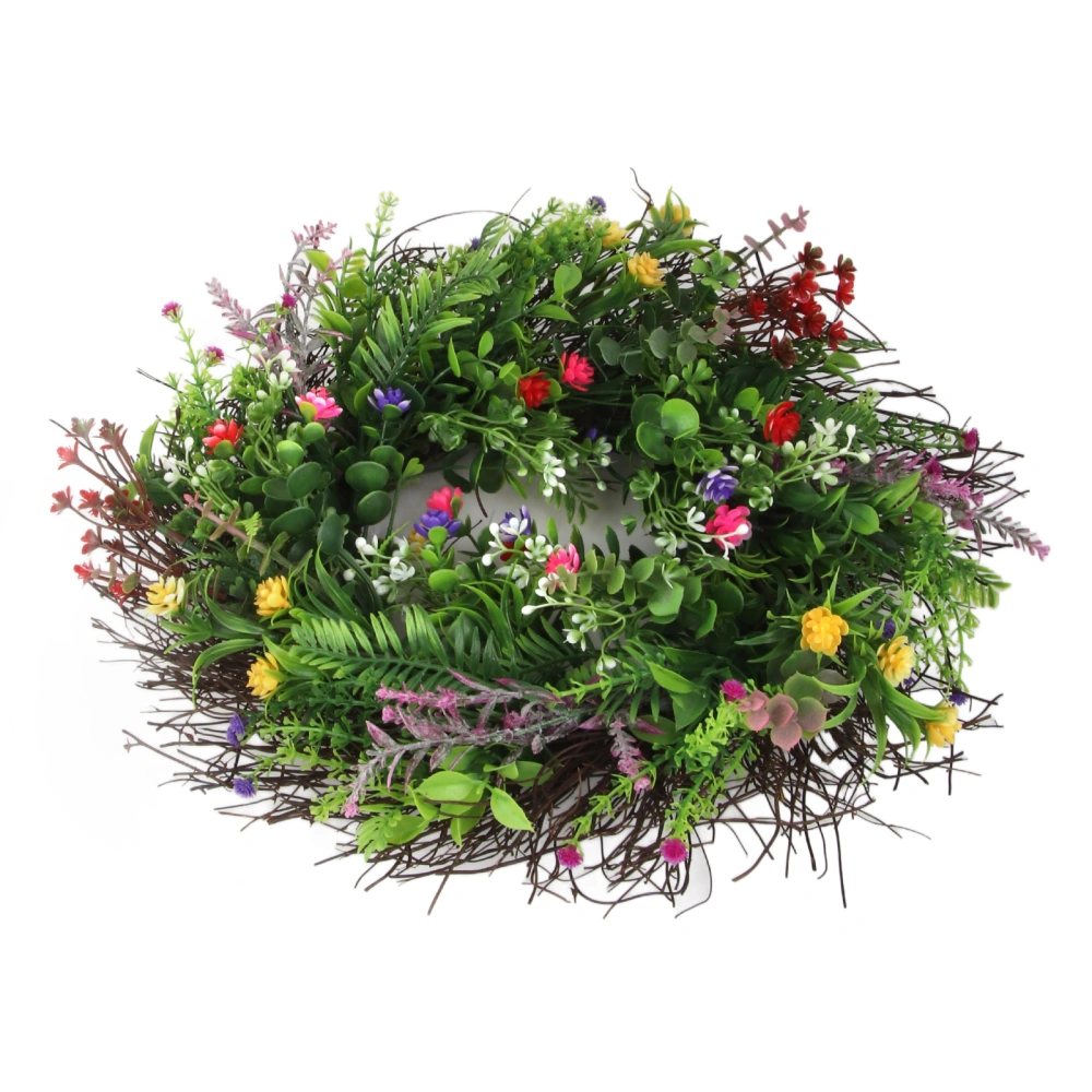 Spring Wildflowers Wreath for Front Door Dried Flower Artificial Wreath Hanging for Home Mall Wedding Decoration