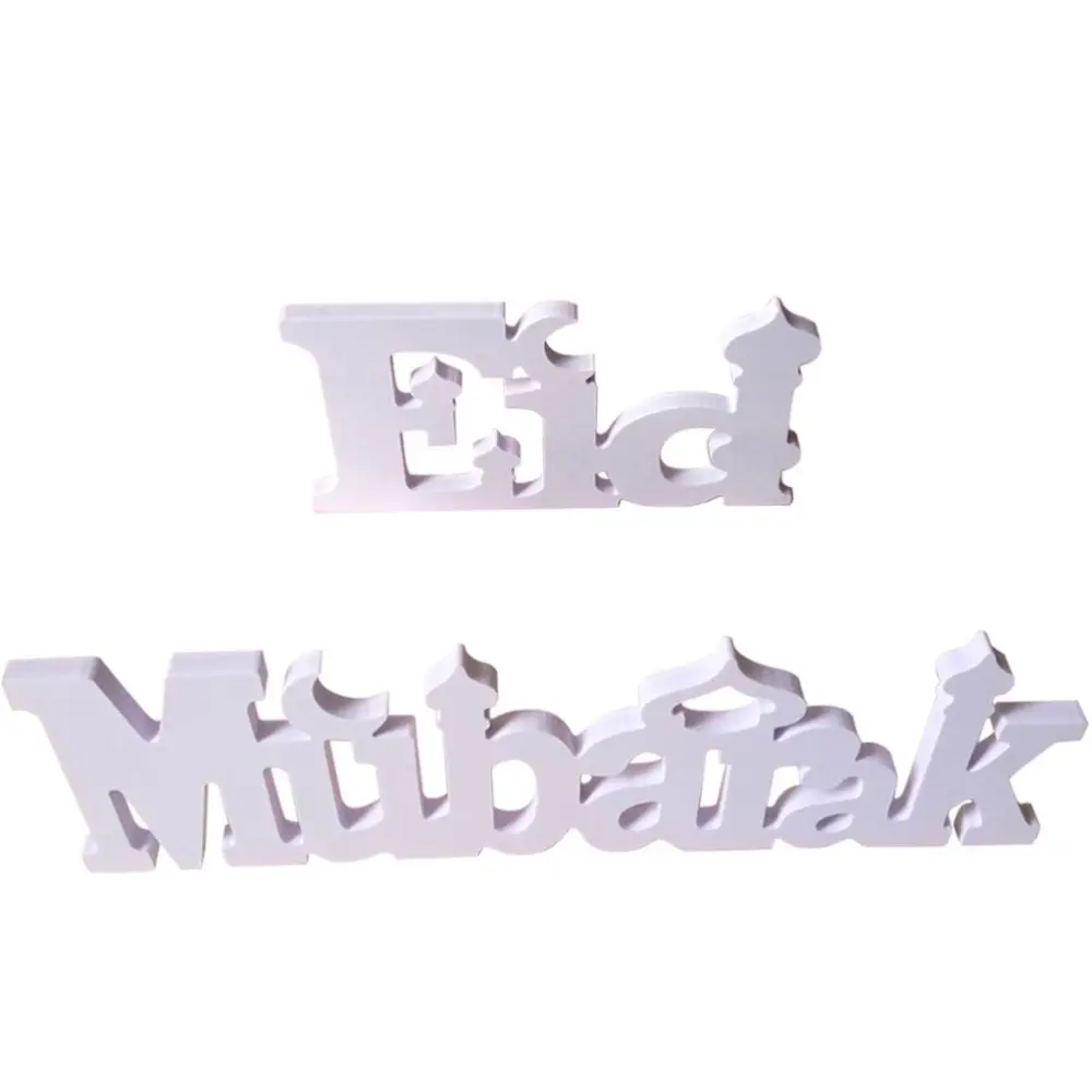 Eid Mubarak Wooden Letter Ornament Ramadan Dining Table Decoration Islam Muslim Event Party Supplies