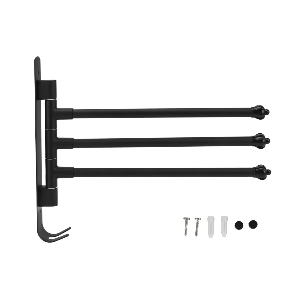 Stainless Steel Swivel Towel Hanger Holder Black Rotating Movable Towel Bar for Bathroom Wardrobe Kitchen3 Arms