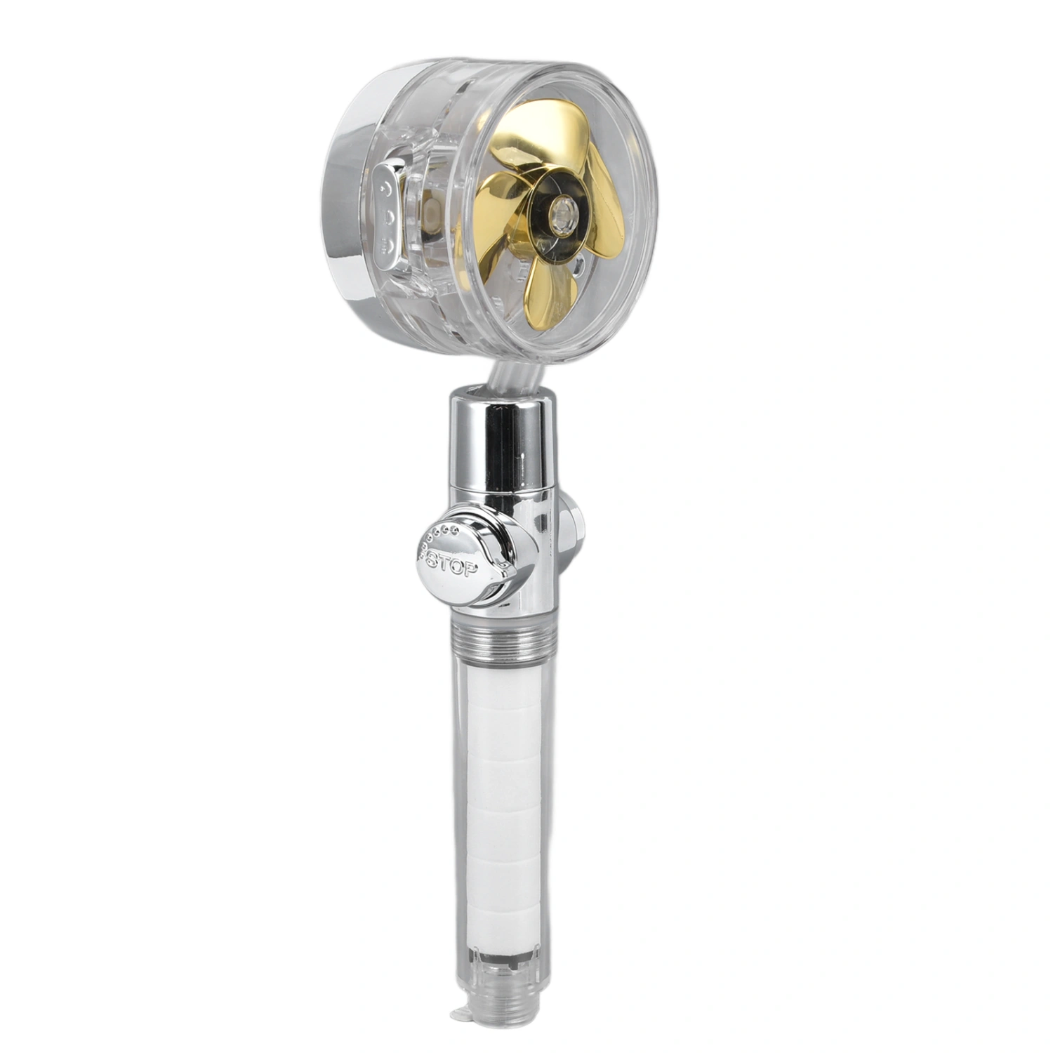 Propeller Shower Head Vortex Hydro Jet 360° Rotating Handheld with Pause Switch Filter G1/2