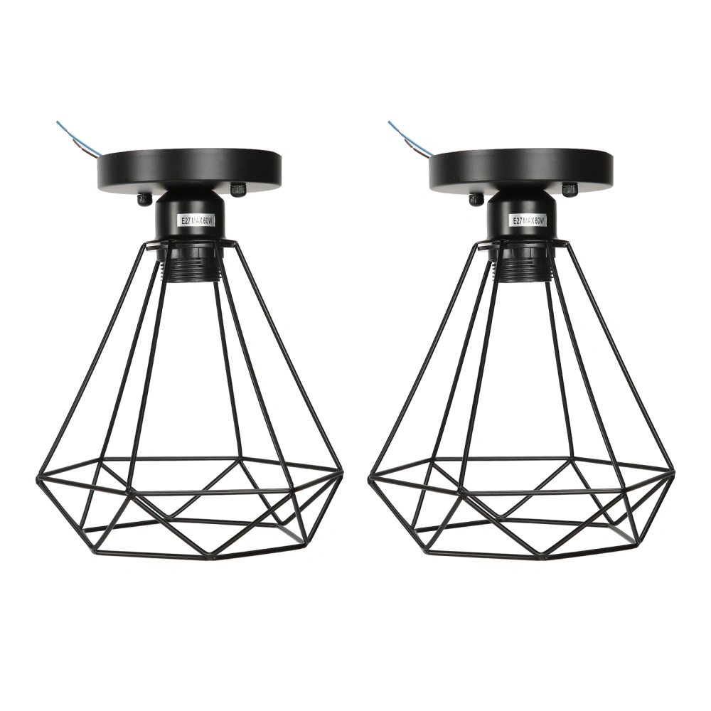 Ceiling Light Cage Guard Cover with Lamp Holder Base Vintage Industrial Style for E27 Bulbs