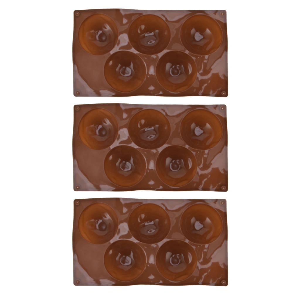 3pcs Baking Mold Food Grade Round Shape 5 Holes Silicone Molds for Chocolates Cookies Pastries