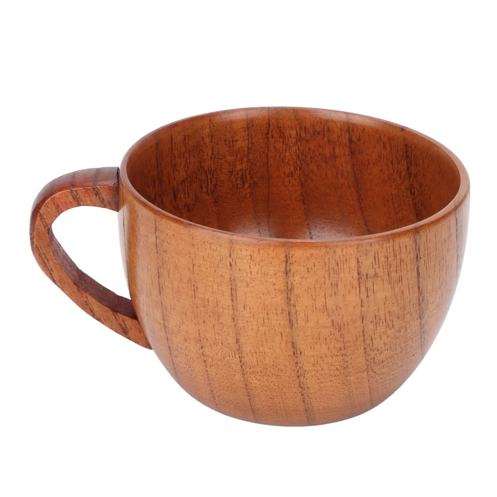 Wood Coffee Mug Tea Cup Retro Flat Base Cup with Handle for Household School Office