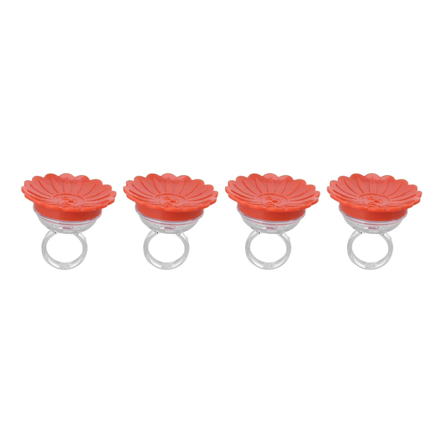 4PCS Hummingbird Ring Feeder Hand Held Get Up Close Bright Coloured Multifunction Compact for OutdoorsRed