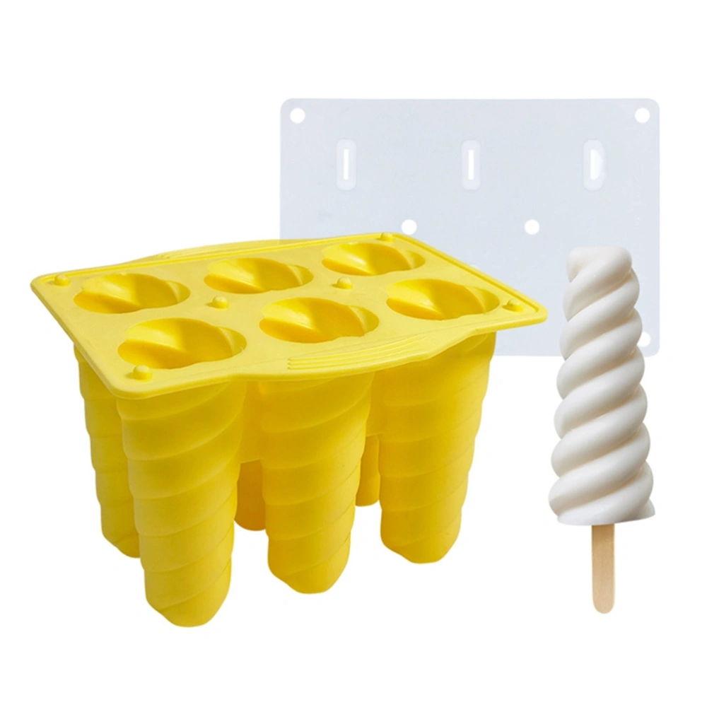 6 Cavity Carambola Silicone Ice Cream Mold with Lid DIY Ice Lolly Mold Popsicle Ice Mould