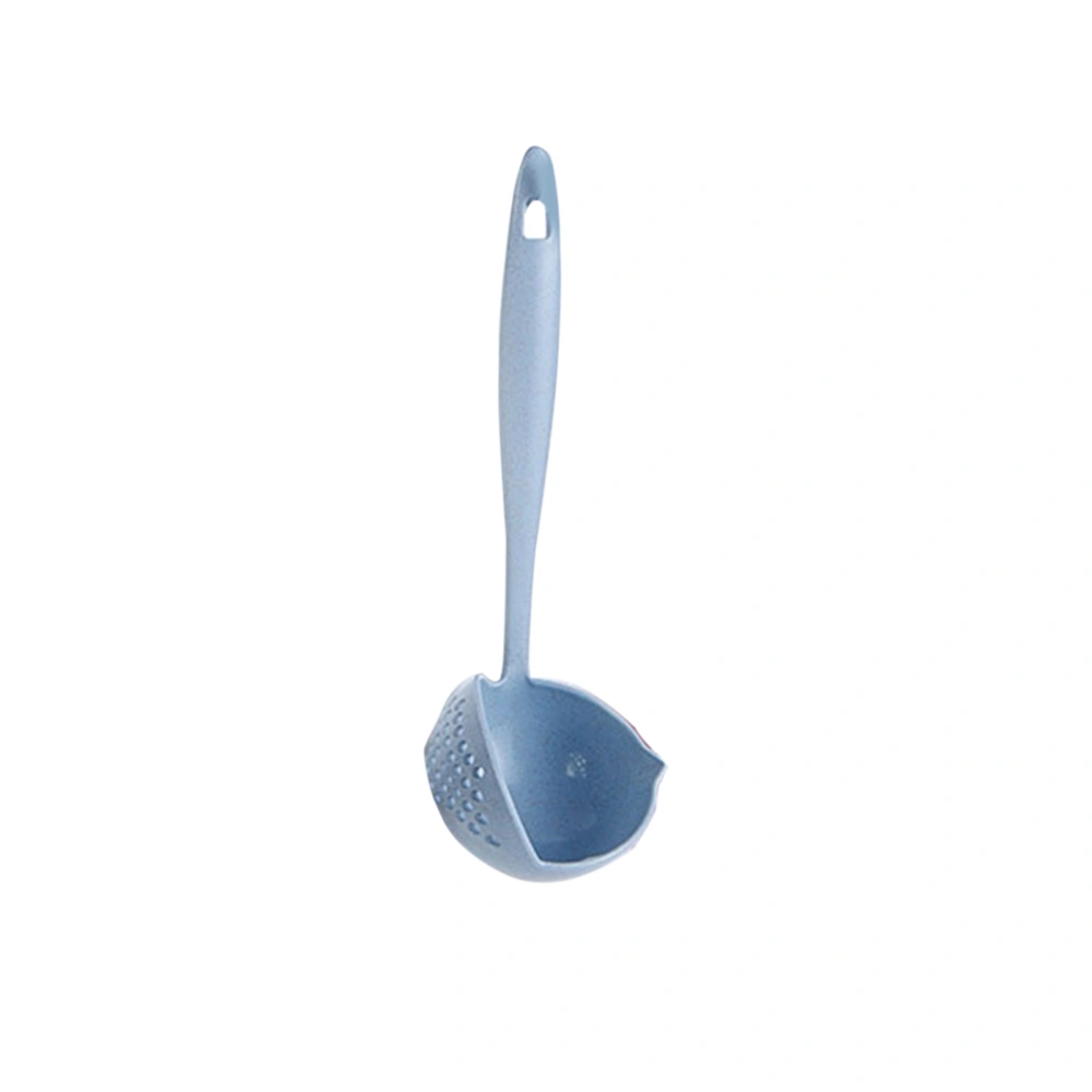 Long Handle Colander 2 in 1 Kitchen Anti Scald Long Handle Round Filter Colander Spoon TablewareBlue