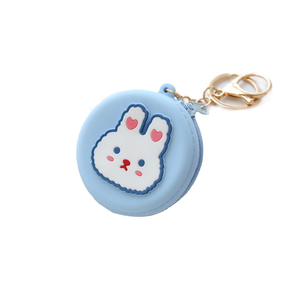 Coin Purse Silicone Cute Zipper Closure Gift Choice Women Change Pouch Wallet for Lipstick KeysRound, Blue Rabbit