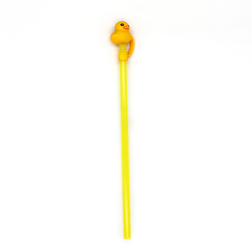 Straw Tips Cover Silicone PVC PP Dustproof Reusable Portable Straw Plugs for Kids Families(Little Yellow Duck [Straw Color Random] )