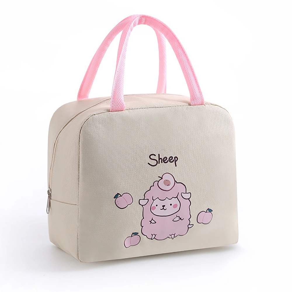 Lunch Bag Cute Cartoon Waterproof Insulated Large Capacity Bento Bag for School Office Travelling Picnic for Kids StudentsBeige Lamb