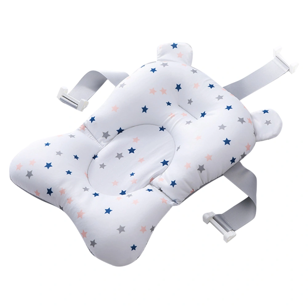 Baby Bath Pad Safe Harmless Skin Friendly Buckle Design Strong Buoyancy Sink Bathtub for InfantLarge White Blue Star