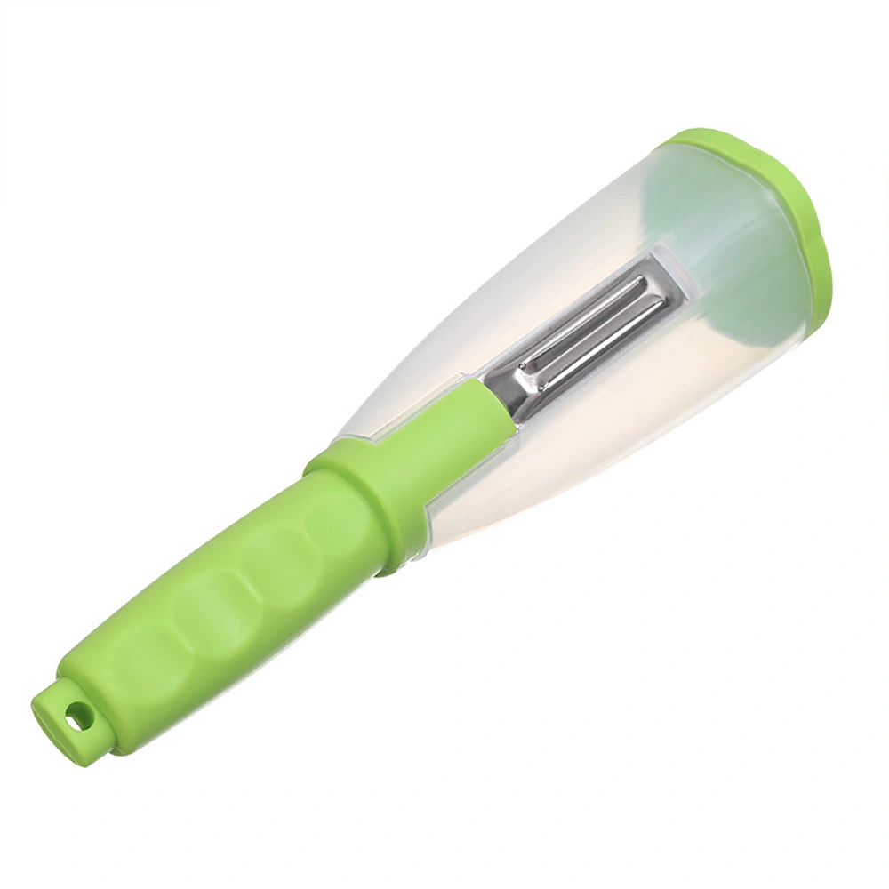 Vegetables Peeler Storage Type Household Stainless Steel Vegetable Peeler with Storage TubeGreen