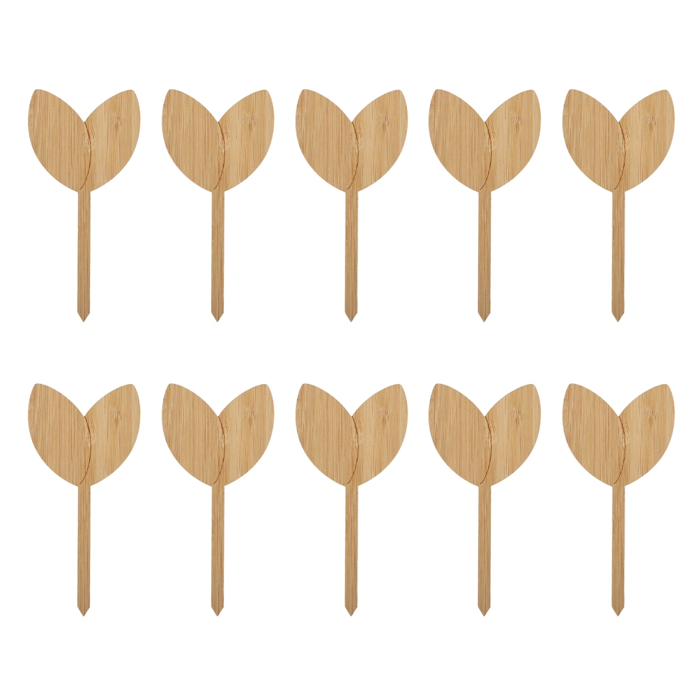 10pcs Plant Labels Bamboo Material Easy Writing 1/8 in Thickness Decorative Garden Markers for GardenerLeaf Shape