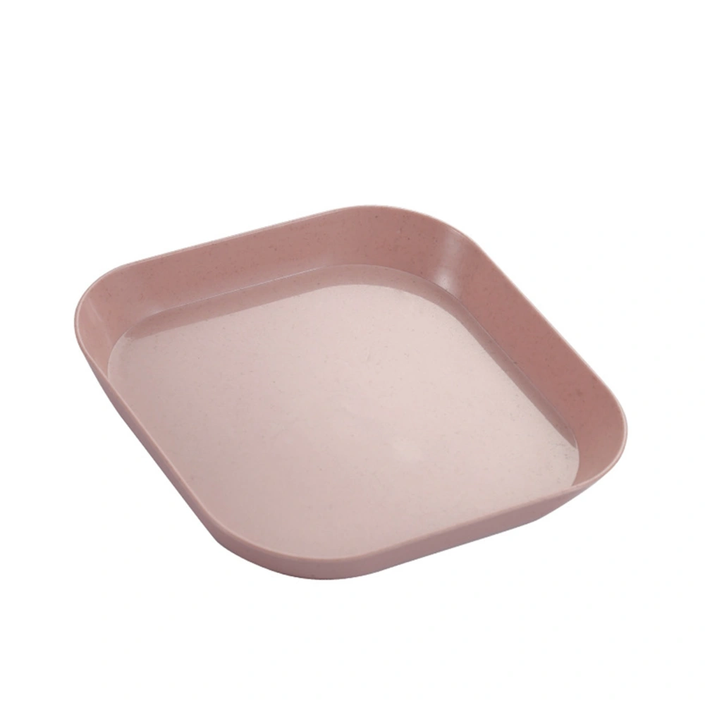 Fruit Plate Tray Multipurpose Salad Dish Eco Friendly Kitchen Dinner Plate for HouseholdShallow Square Plate Pink