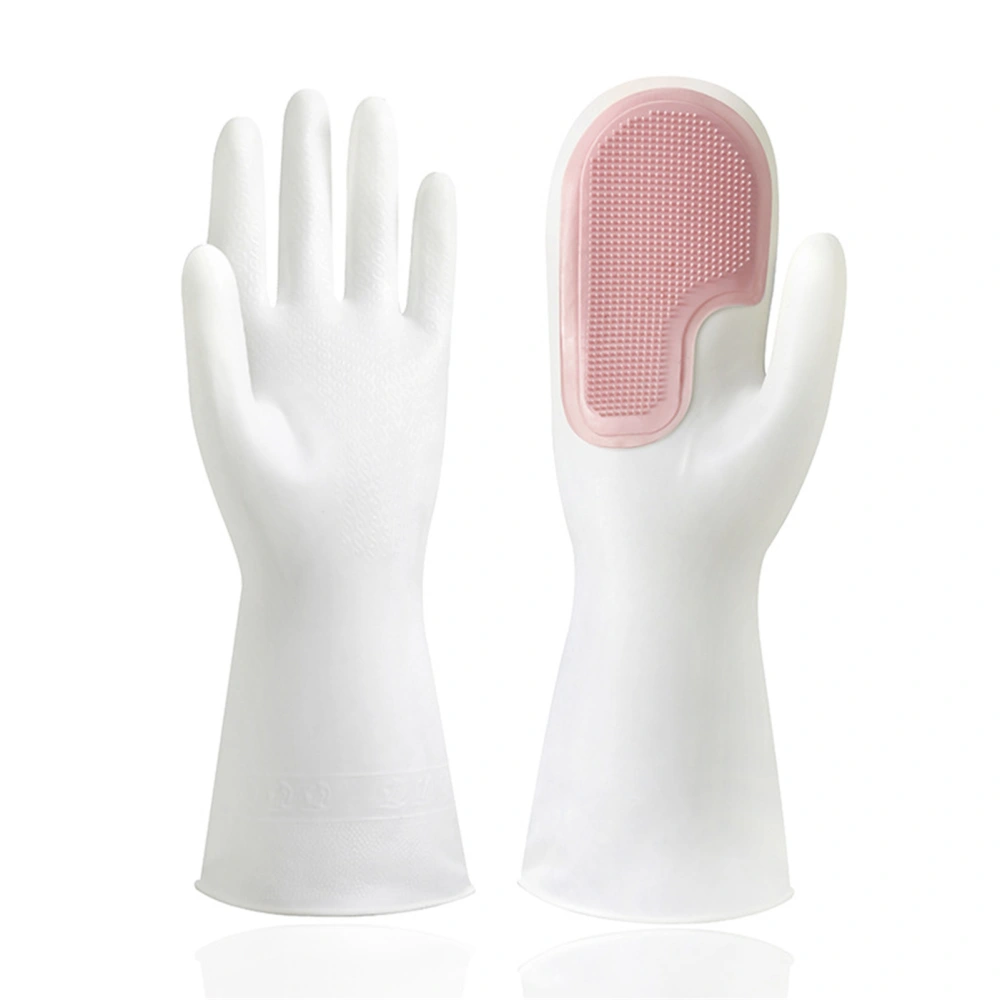 Cleaning Brush Dishwashing Gloves PVC Thickened for Kitchen Housework Tools SuppliesSingle Pink