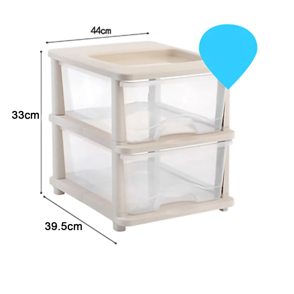 Home Drawer Storage Cabinet Multi Layer Adjustable Home Organizer for Bedroom Kitchen Bathroom(Beige Transparent 2 Layer)