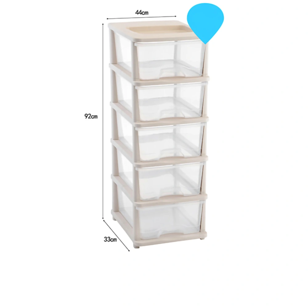 Home Drawer Storage Cabinet Multi Layer Adjustable Home Organizer for Bedroom Kitchen Bathroom(Beige Transparent 5 Layer)