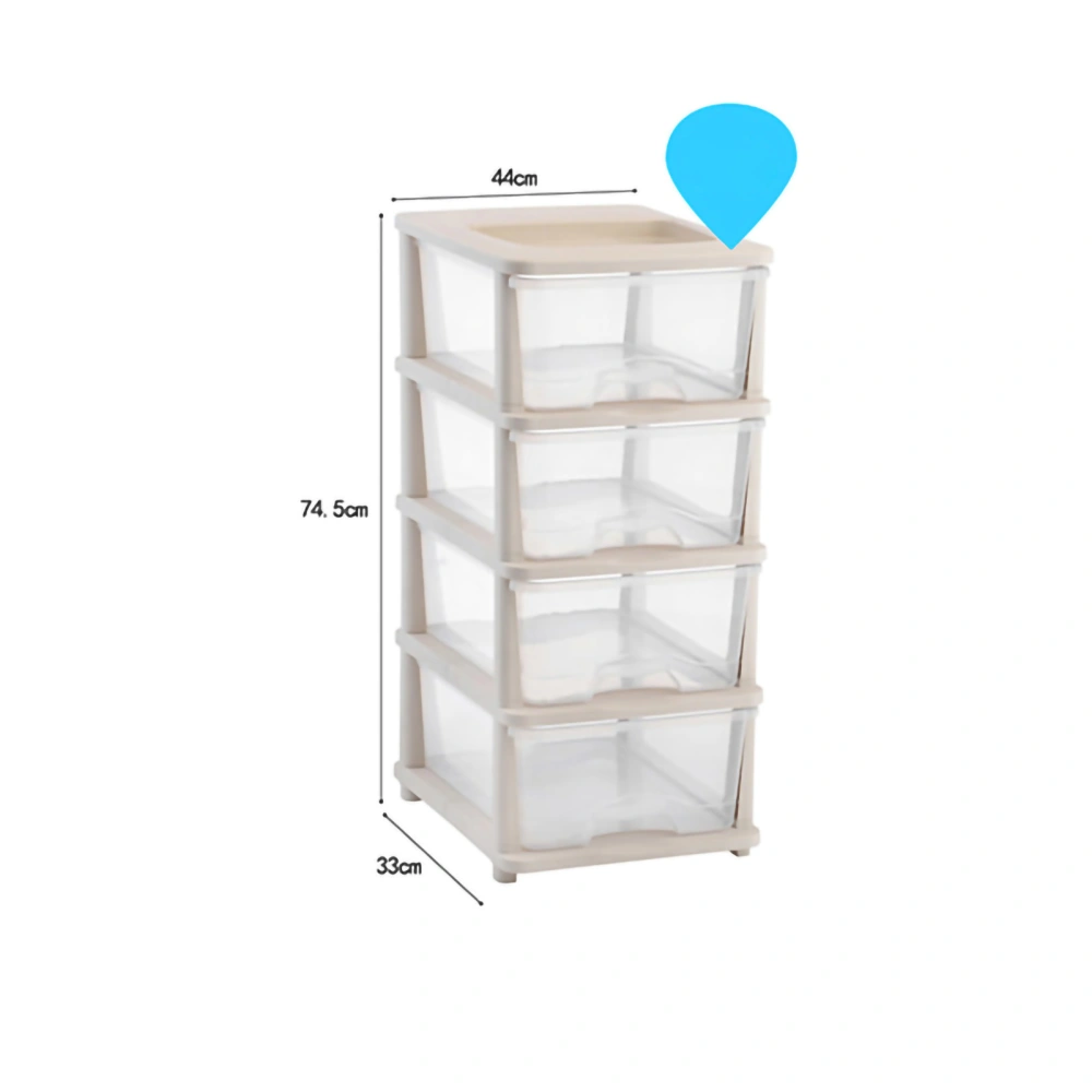 Home Drawer Storage Cabinet Multi Layer Adjustable Home Organizer for Bedroom Kitchen Bathroom(Beige Transparent 4 Layer)