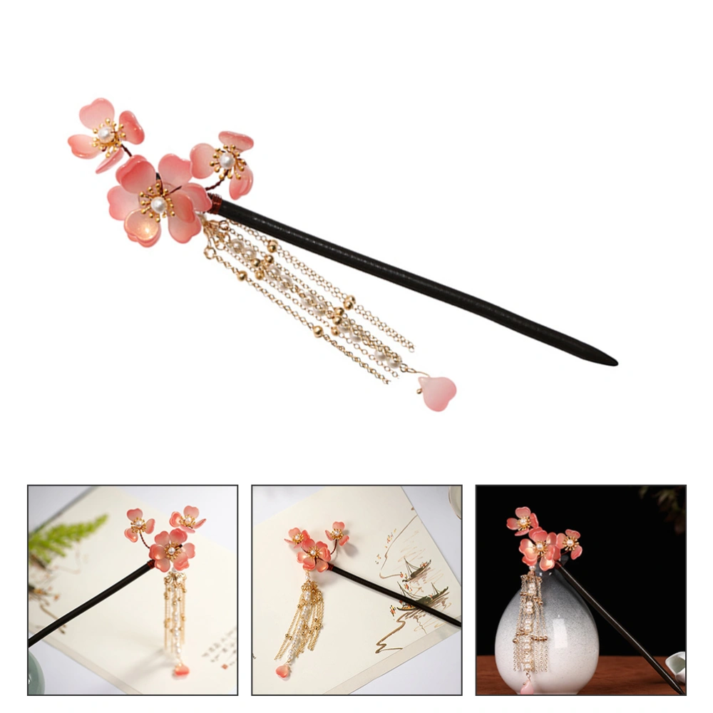 1pc Tassel Retro Girl Hairpin Pearl Flower Hair Stick Delicate Hanfu Accessory