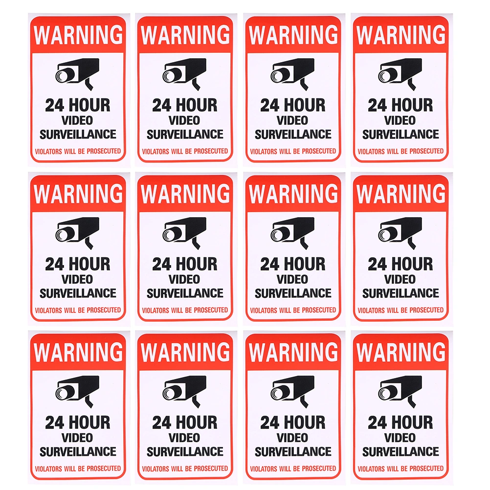 40Pcs Video Surveillance Sign Logo Stickers Warning Signs for School Office Building