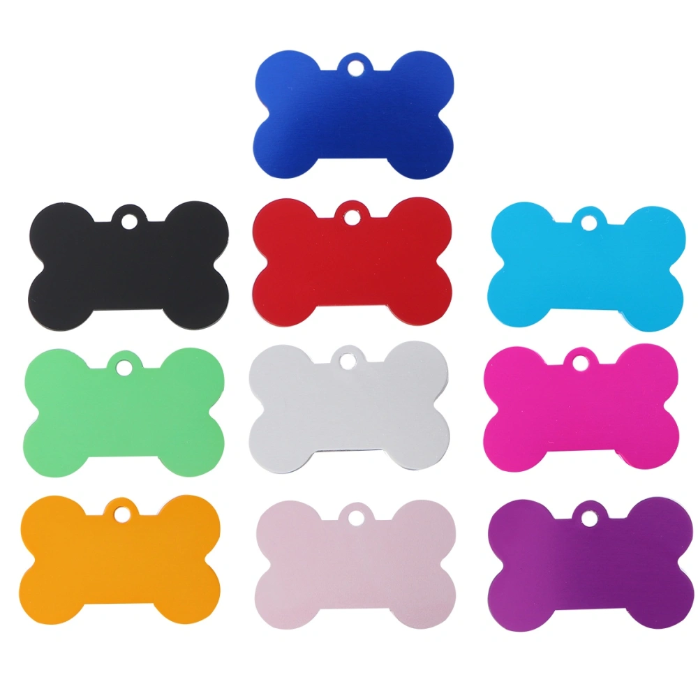 10 Pcs 38mm Pet Id Tag Bone Shape Double Sided Dog Cat Pet Name Phone Number Id Tag (10 Colors)