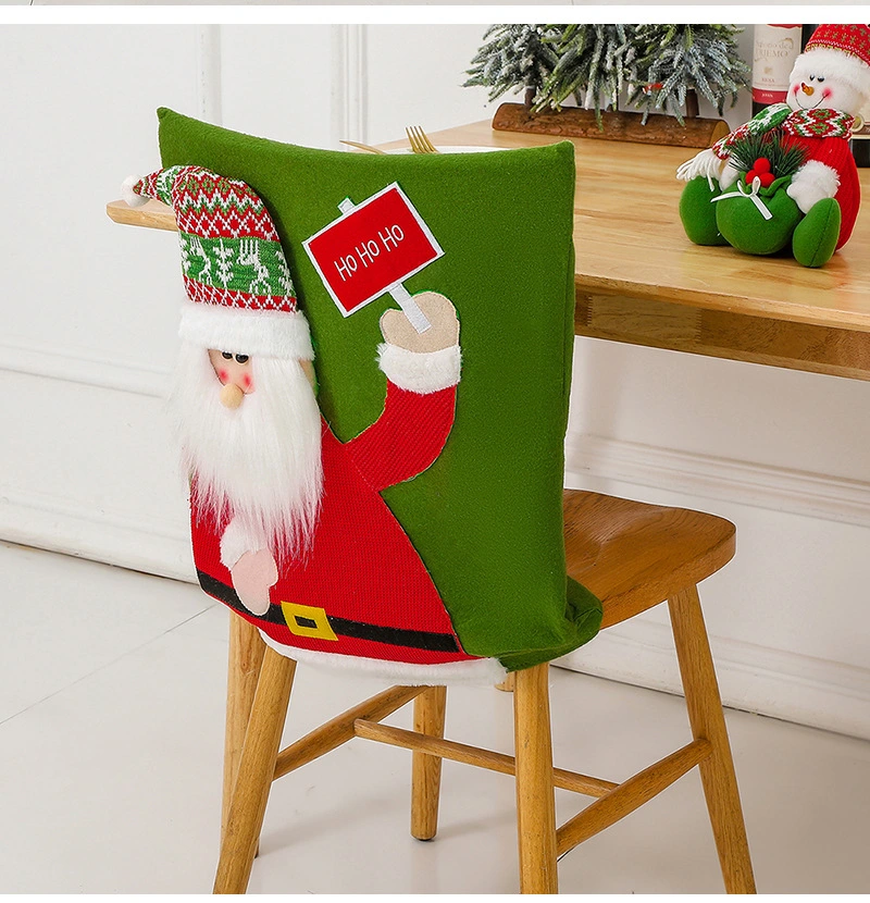 3pcs Xmas Chair Covers Decorative Chair Back Protective Covers Christmas Holiday Party Supplies