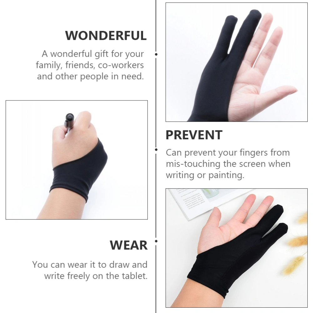 4Pcs Two Finger Gloves Professional Artist Gloves Sketching Gloves Nylon Gloves