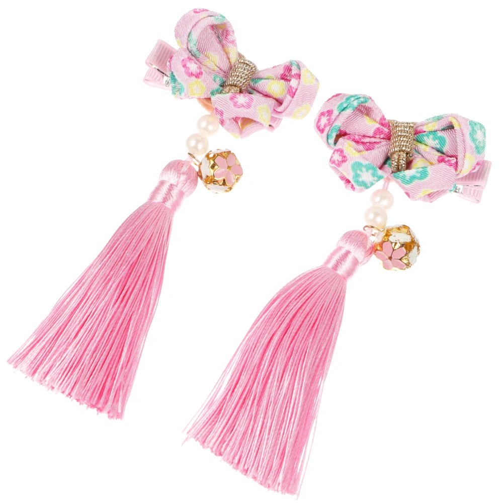 1 Pair New Year Cloth Hair Tassels Hair Clips Kids Headbands