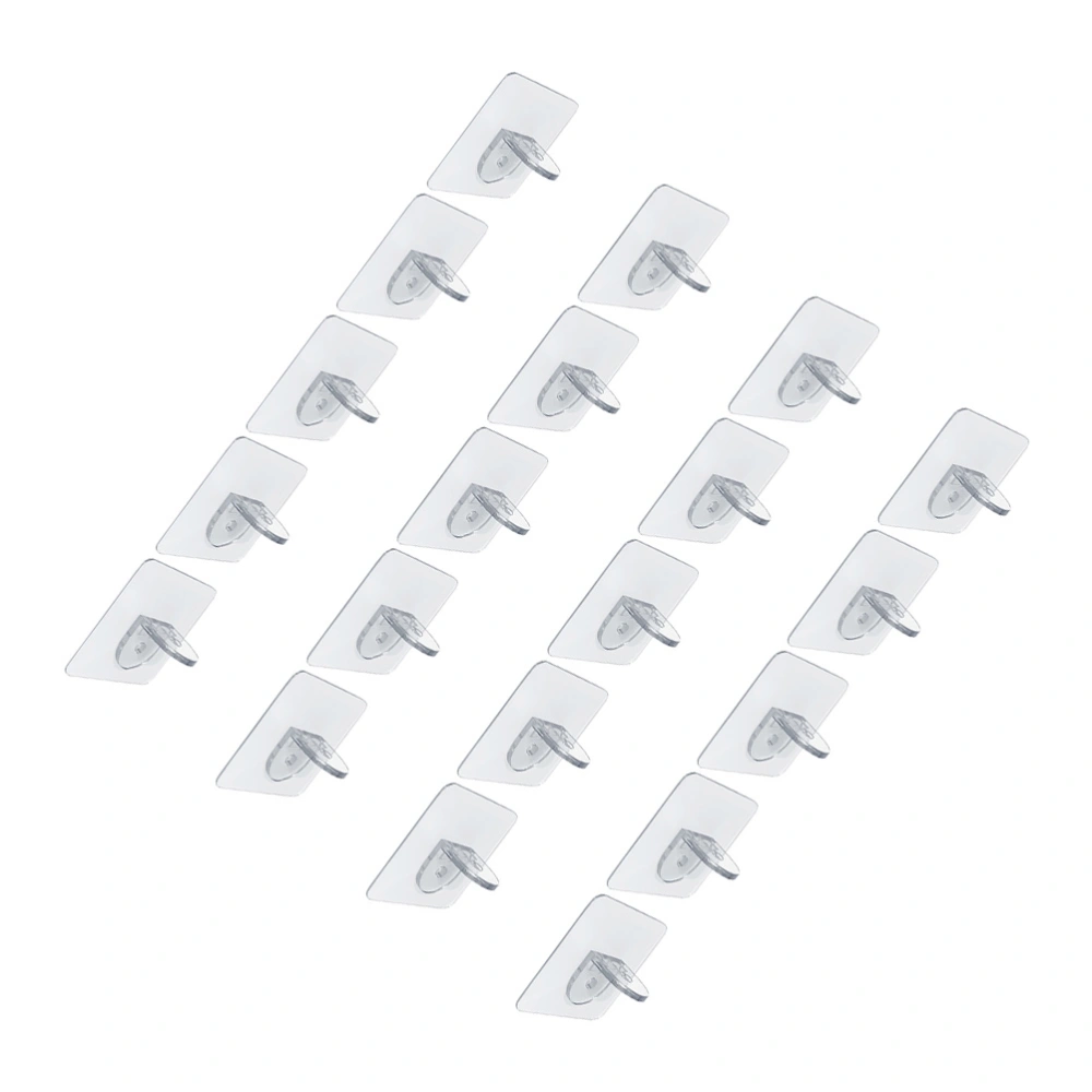 20pcs Wardrobe Partition Support Pegs Nail-free Seamless Brackets (Transparent)