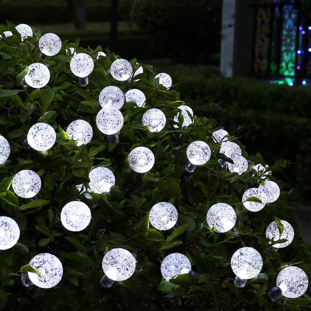 6M 40LED Crystal Ball Solar String Lights Christmas Fairy Garden Lights for Outdoor Home Lawn Patio Party and Holiday Decorations (White Light)