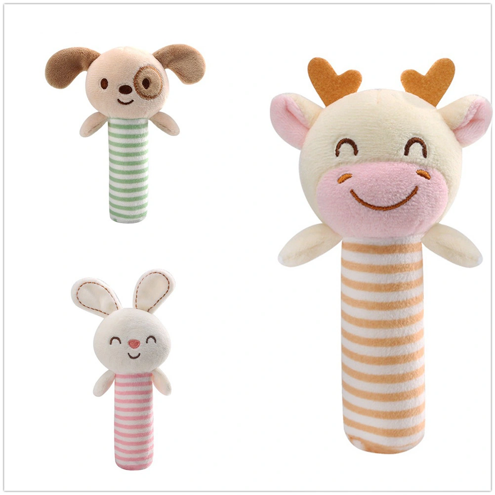 1PC Baby Bed Bell Toy Cartoon Animal Handbell Toy 0-3 Years Old Puzzle Soothing Bed Bell Toy Grabing Stick Toy for Kids Playing Deer Style
