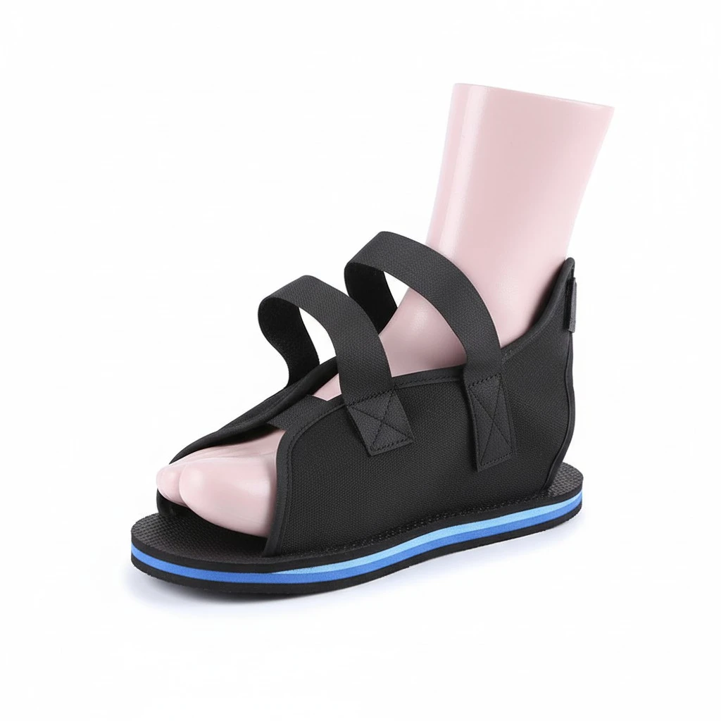 1Pc Foot Fracture Protective Shoes Gypsum Shoes Broken Toe Walking Shoes Black (XS)