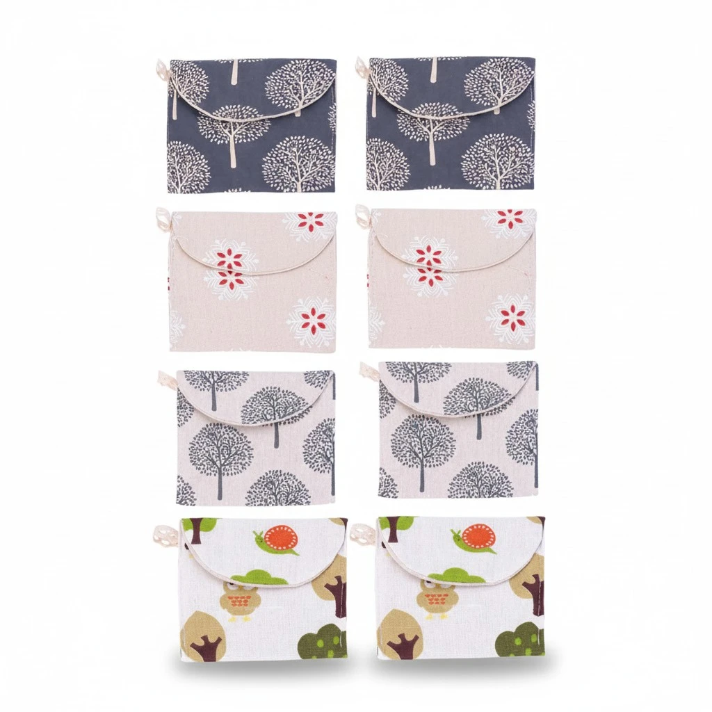 8pcs Sanitary Napkins Storage Bag Tampons Collect Bags Portable Storage Pouch(Random Style)