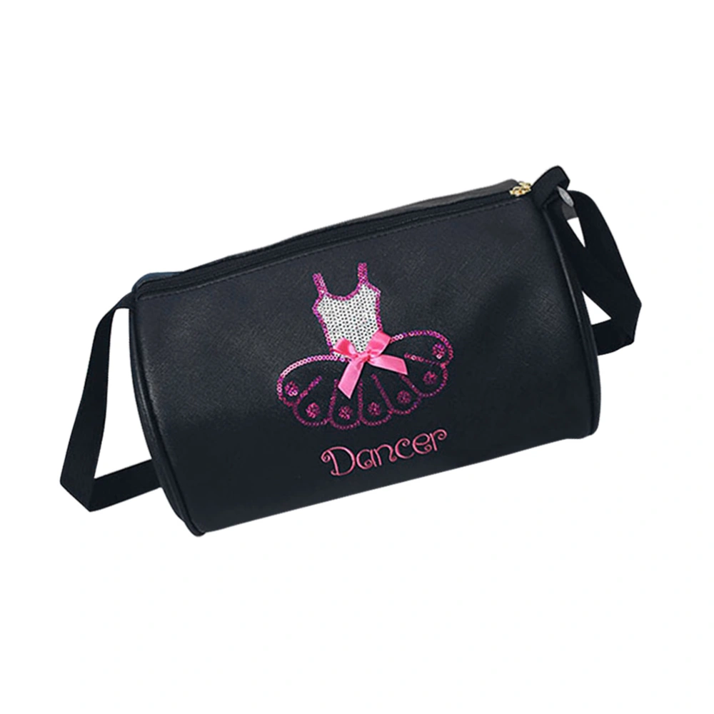 PU Children's Ballet Bag Shoulder Messenger Bag Dance Bag Tote Dress Bag with Ballet Skirt Pattern Black with Letters