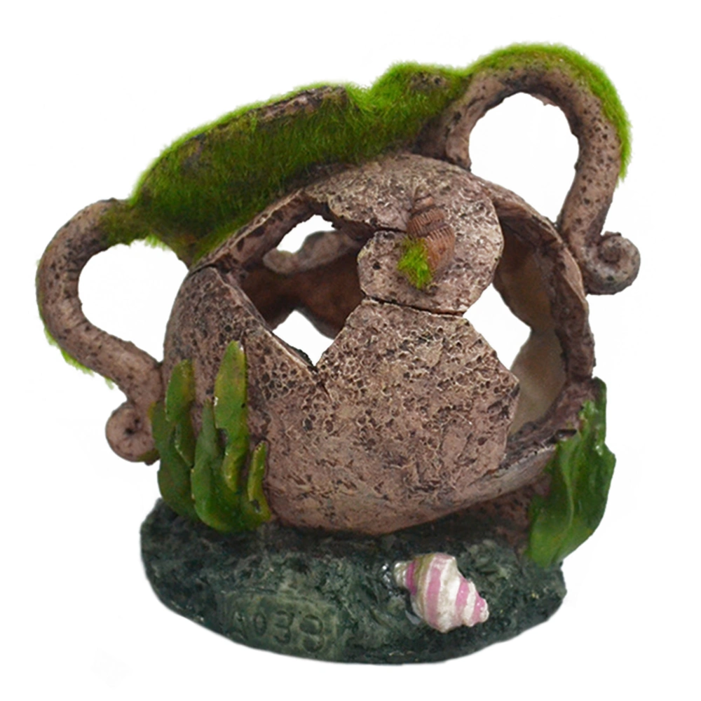 1PC Simulated Moss Hiding Pot Fish Shrimp Shelter Mossy Jar Landscape Decoration