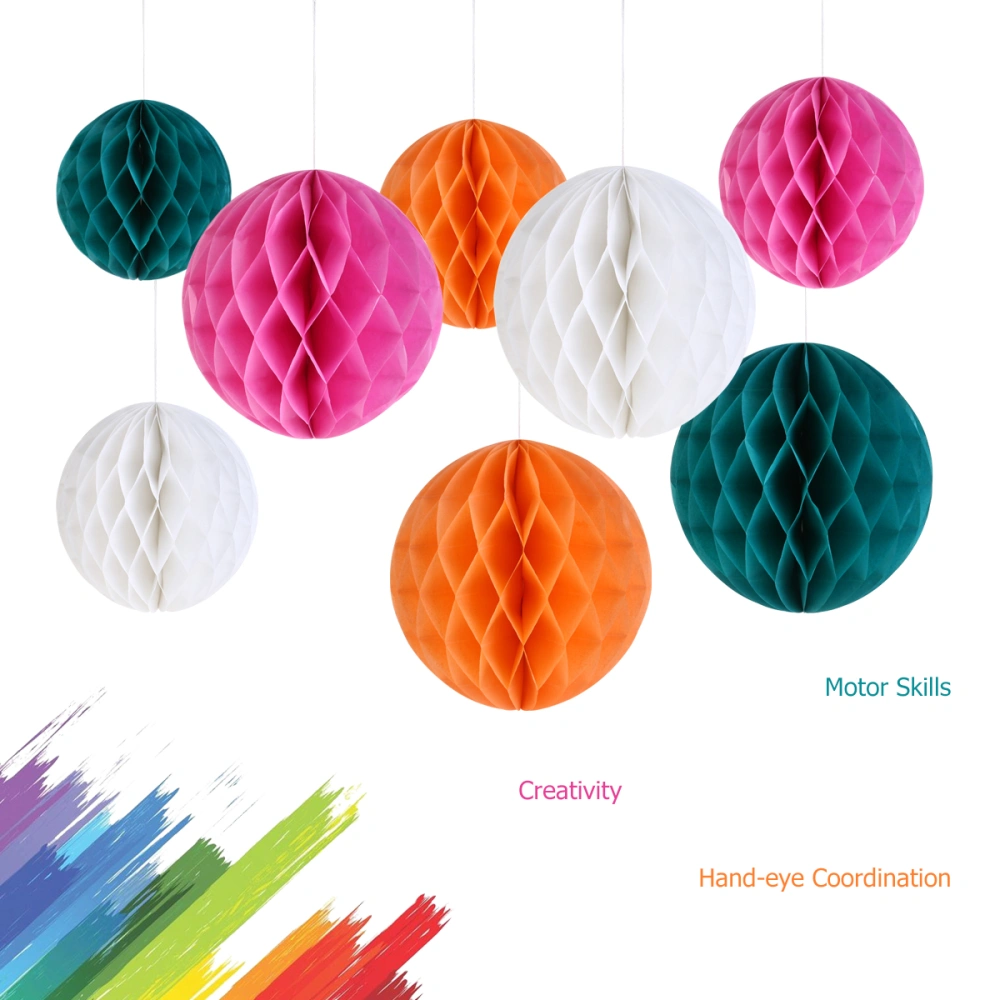 WINOMO 8pcs Paper Honeycomb Balls Fan Lanterns Paper Pom Poms for Birthday Wedding Party Decoration