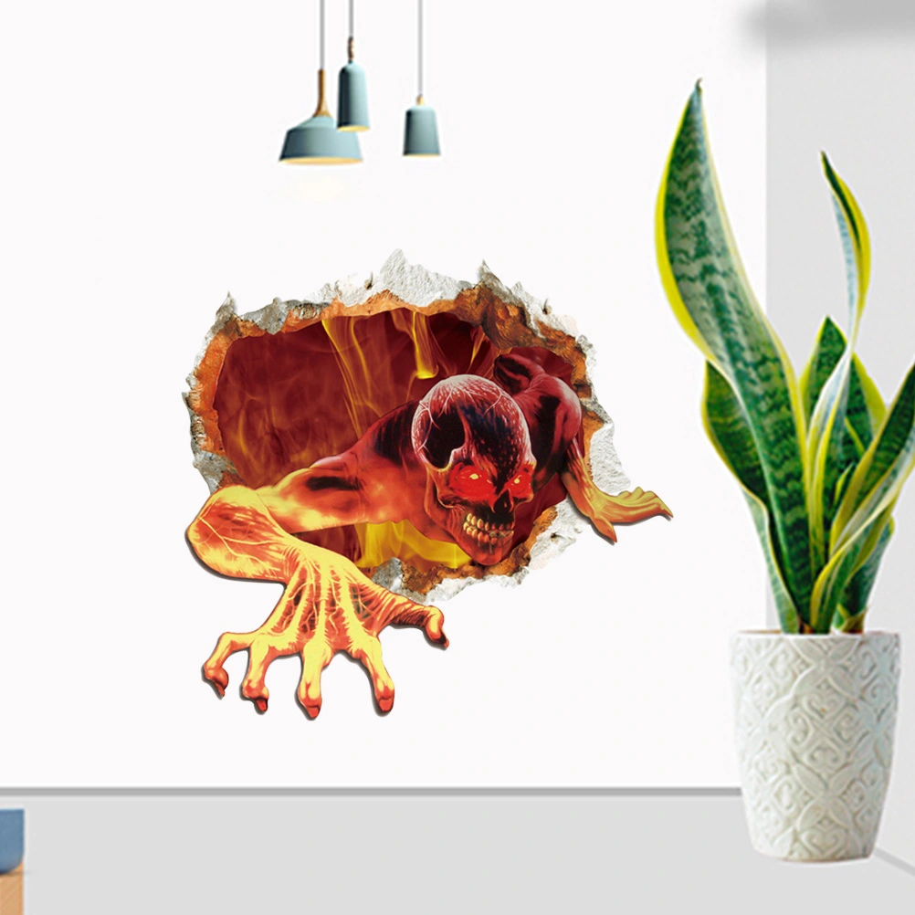 Wall Sticker Halloween Waterproof 3D Wall Stickers Bedroom Living Room Decoration Wall Ghost Skull Wall Stickers 40x40cm