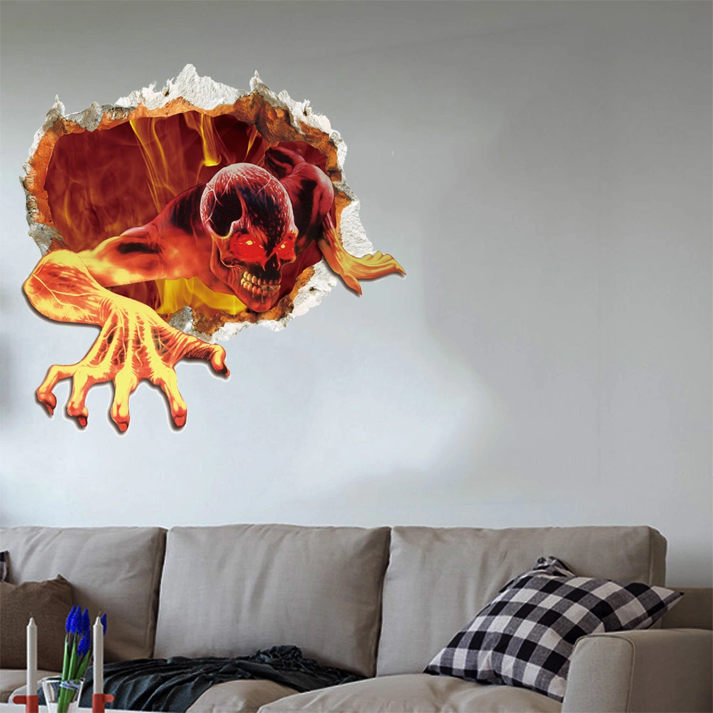 Wall Sticker Halloween Waterproof 3D Wall Stickers Bedroom Living Room Decoration Wall Ghost Skull Wall Stickers 40x40cm