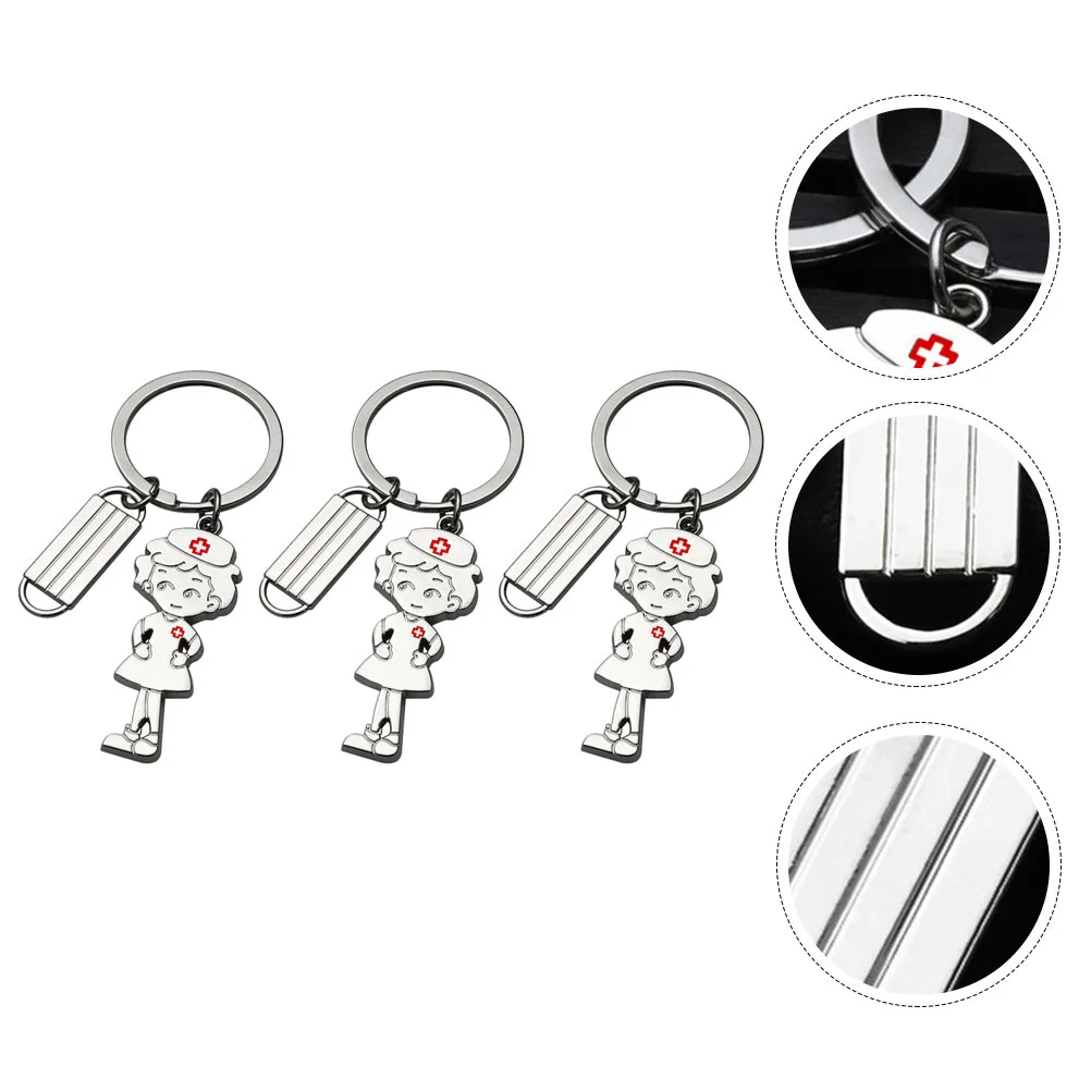 3pcs Themed Design Keychains Key Holder Shaped Souvenir Pendant Metal Key Rings Craft Ornaments