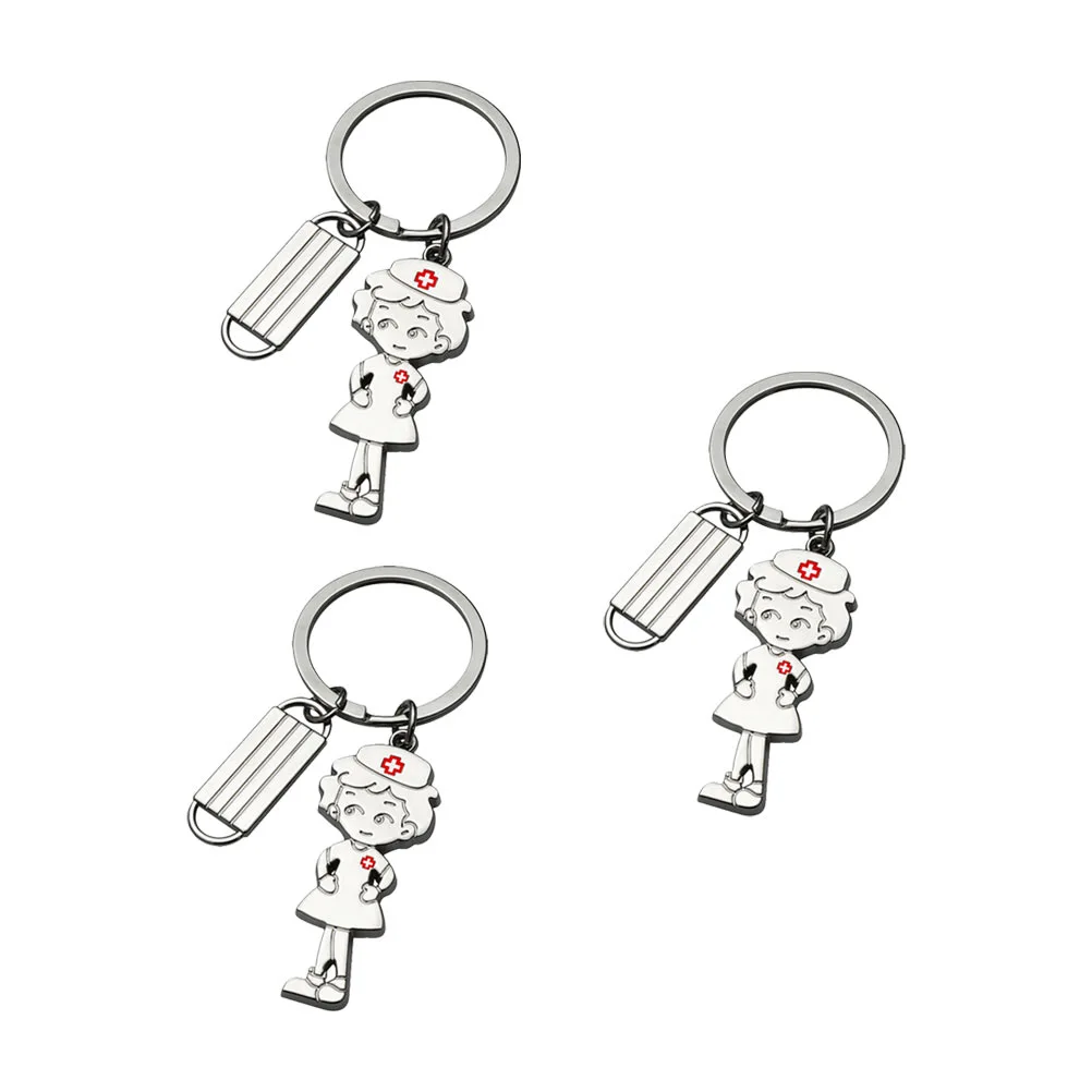 3pcs Themed Design Keychains Key Holder Shaped Souvenir Pendant Metal Key Rings Craft Ornaments