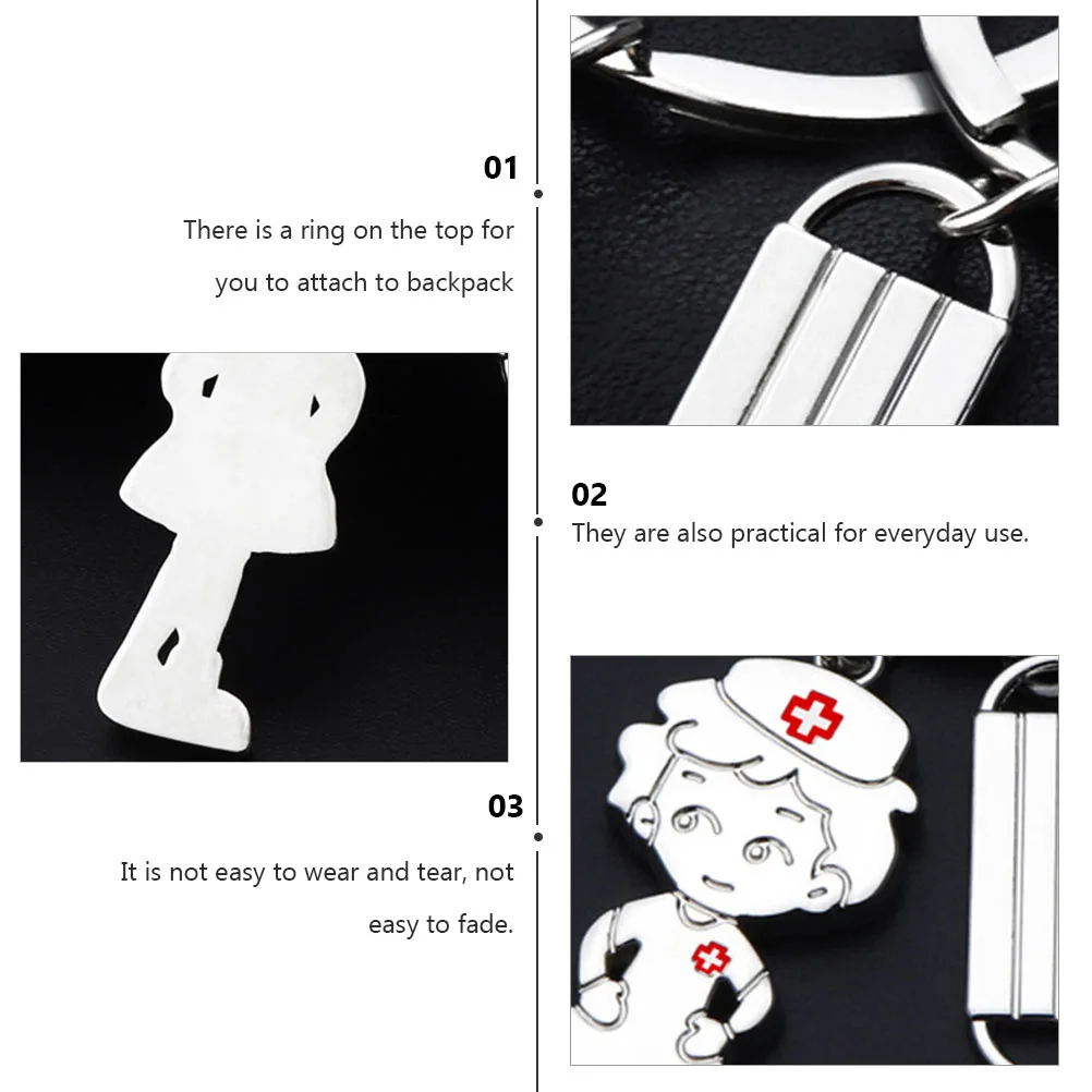3pcs Themed Design Keychains Key Holder Shaped Souvenir Pendant Metal Key Rings Craft Ornaments