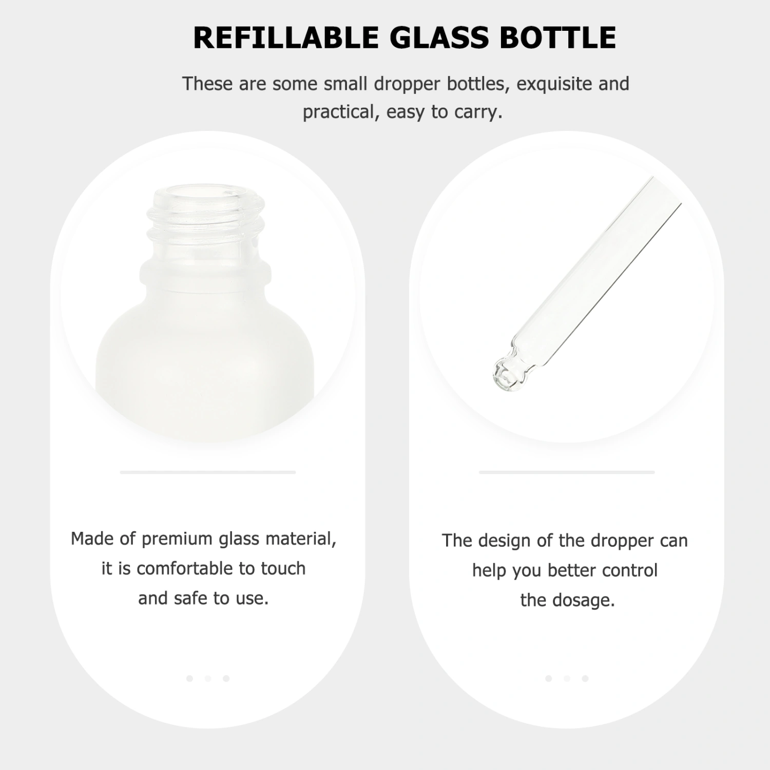 4pcs Refillable Essential Oil Bottles Portable Dropper Bottles Glass Bottle