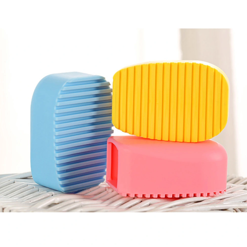 Candy Color Silicone Washboard Creative Mini Handheld Laundry Washboard Multipurpose Laundry Cleaning Brush Clothes Washing Brushes (Pink)