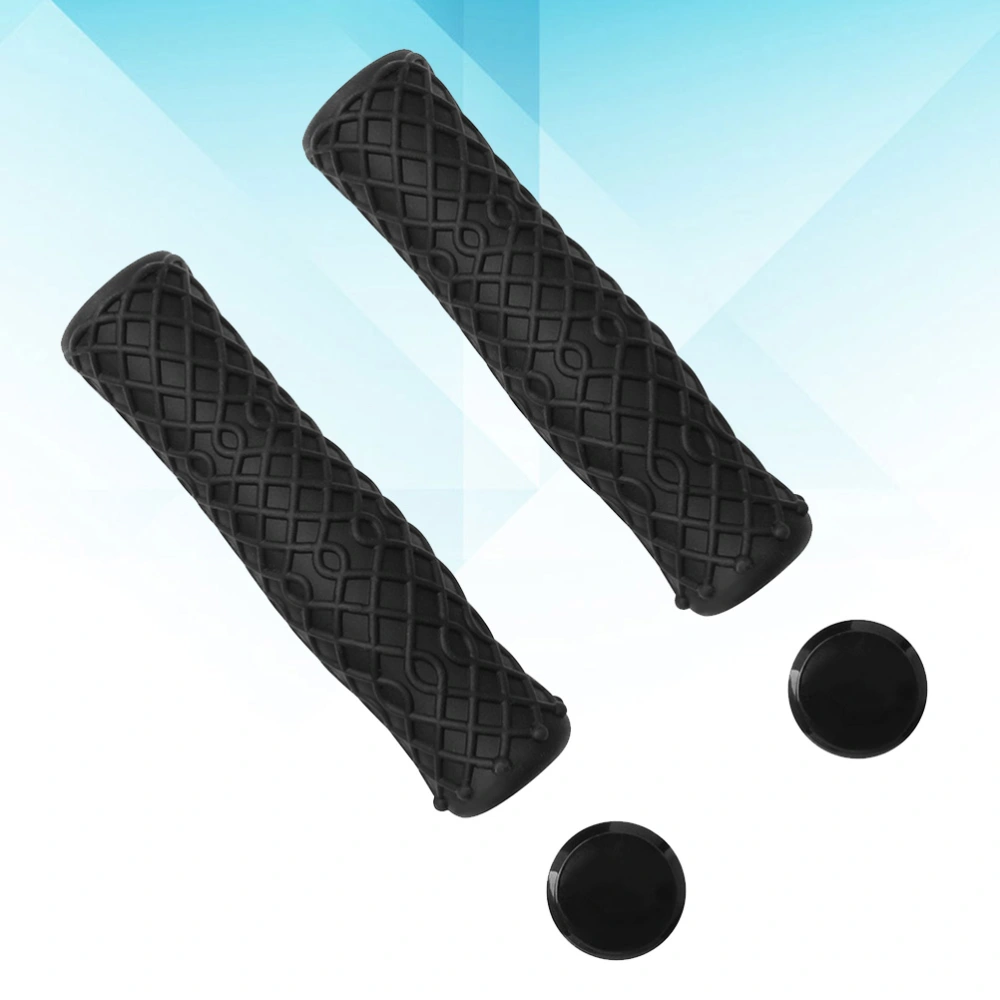 2pcs Silicone Fold Handle Cover Anti-slip Absorption and Abrasion Resistance (Black)