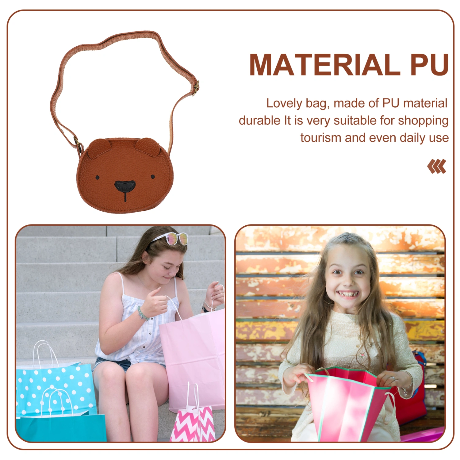 1pc Cartoon Bear Crossbody Bag Lovely Animal Shaped Single-shoulder Bag for Kids