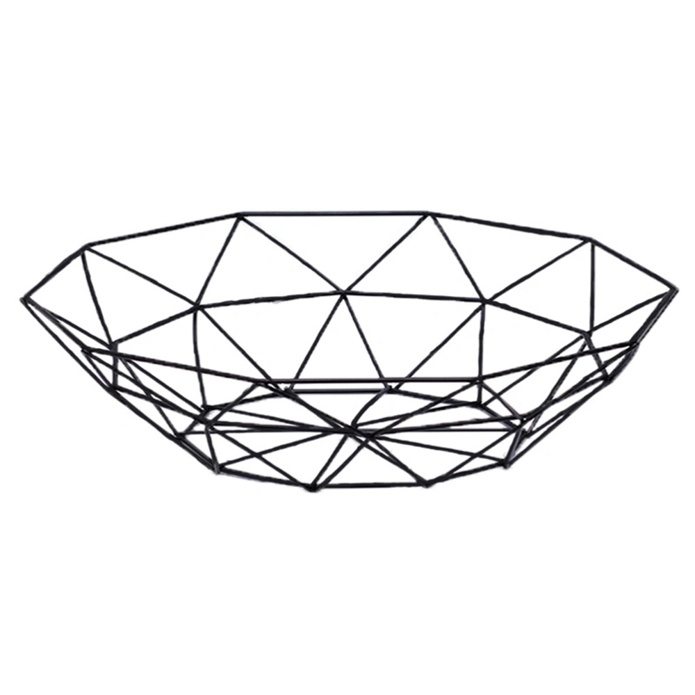 1PC Iron Basket Snack Food Basket Fruit Vegetable Storage Container Multi-Purpose Drain Basket for Home Living Room Kitchen (Size S, Black)