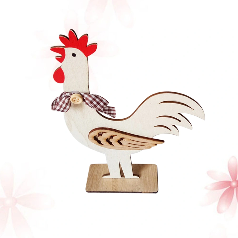 1PC Easter Chick Ornaments Wooden Rooster Hen Adornment Creative Desktop Chick Decor Novel Rooster Hen Decorations for Home Party Rooster Style