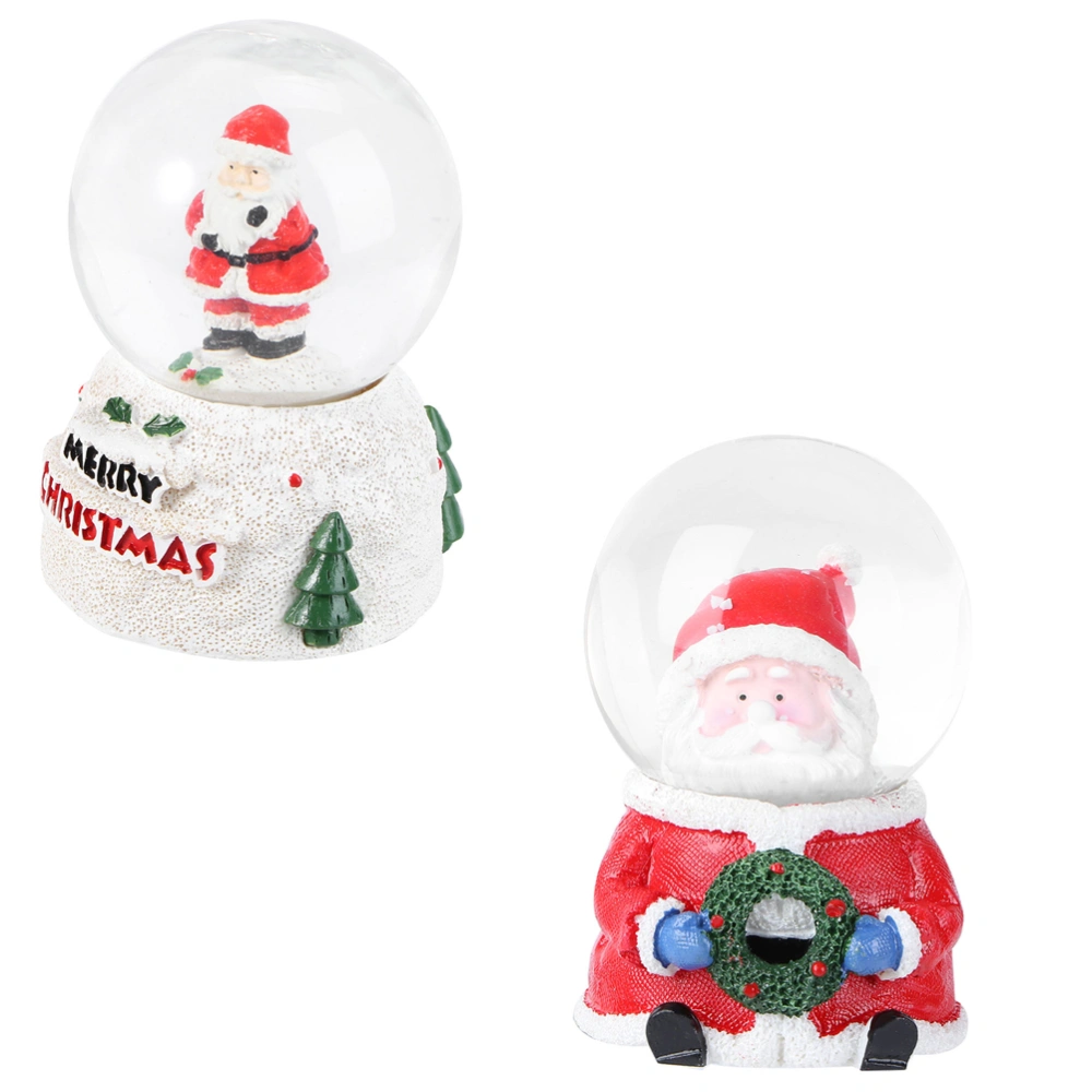 2Pcs Christmas Luminous Crystal Ball Santa Clause Tabletop Adornment for Decor